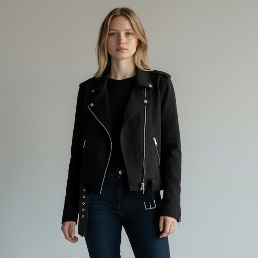 The Kooples Paris Black Moto Jacket‎ – Women’s Lightweight Biker Style – Size L